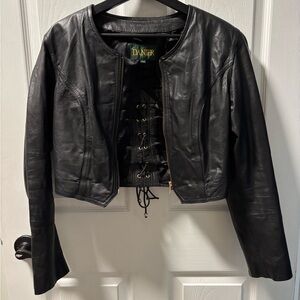 cropped danier leather jacket, black S